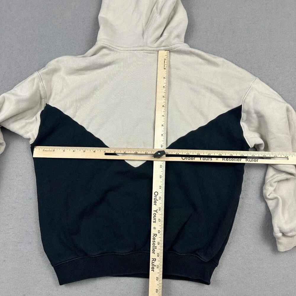 Adidas Hoodie Women XS Beige Colorado Blue 1/4 Pullover Sweatshirt Trefoil